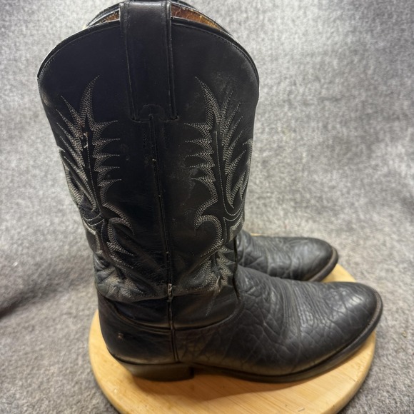 Tony Lama Black‎ Leather Western Cowboy Boots 10.5 EE Mens Pointed Toe Classic
